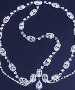 Trendy & Unique Sparkly Rhinestone Teardrop Embellished Layered Head Chain - Silver What's New