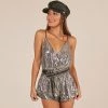 Trendy & Unique What's New Sparkly Sequin Deep V Neck Floss Strap Backless Romper - Silver 1 Trendy & Unique What's New Sparkly Sequin Deep V Neck Floss Strap Backless Romper - Silver