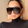 Trendy & Unique Star Look Solid Oversized Square Gradient Sunglasses - Black