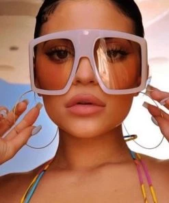 Trendy & Unique Star Look Bold Oversized Square Gradient Sunglasses - White