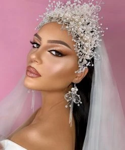 Trendy & Unique Starry Sky Rhinestone Faux Pearl Embellished Headband - Beige