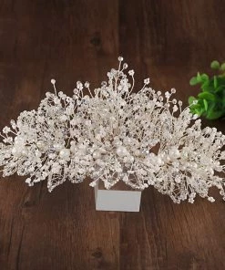 Trendy & Unique Starry Sky Rhinestone Faux Pearl Embellished Headband - Beige