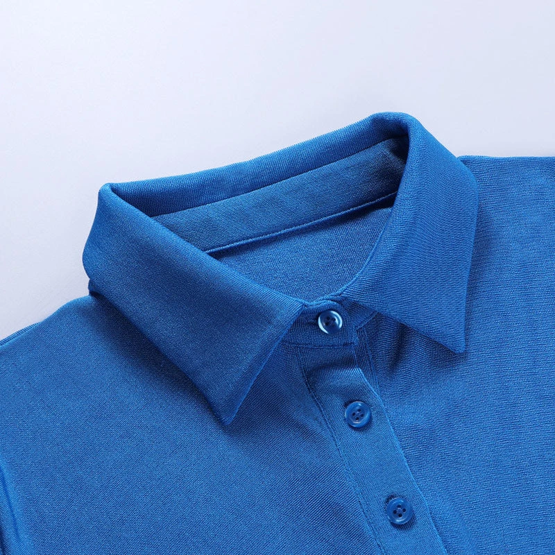 Trendy & Unique Street Point Collar Button Down Ruched Sweater Mini Dress - Blue 7 Trendy & Unique Street Point Collar Button Down Ruched Sweater Mini Dress - Blue