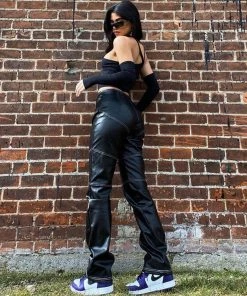 Trendy & Unique Street Style Asymmetric Strap Long Sleeve Crop T-Shirt - Black What's New