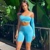 Trendy & Unique Street Style Cut Out One Shoulder Long Sleeve Biker Romper - Blue What's New 2 Trendy & Unique Street Style Cut Out One Shoulder Long Sleeve Biker Romper - Blue What's New
