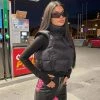 Trendy & Unique Street Style High Neck Zipper Front Cropped Quilted Vest - Black
