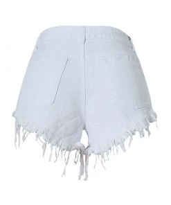 Trendy & Unique What's New Street Style High Waist Frayed Distressed Denim Shorts - White