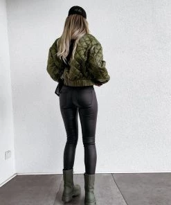Trendy & Unique Street Style Long Sleeve Rhombus Quilted Bomber Jacket - Army Green What's New