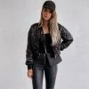 Trendy & Unique Street Style Long Sleeve Rhombus Quilted Bomber Jacket - Black 1 Trendy & Unique Street Style Long Sleeve Rhombus Quilted Bomber Jacket - Black