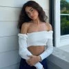 Trendy & Unique Street Style Off Shoulder Long Sleeve Rib Crop Top - White What's New