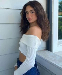 Trendy & Unique Street Style Off Shoulder Long Sleeve Rib Crop Top - White What's New