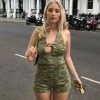 Trendy & Unique Street Style Spacedye Halter Top Knit Short Matching Set - Green What's New