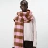 Trendy & Unique Street Style Two Tone Brushed Fringe Narrow Plaid Scarf - Pink What's New