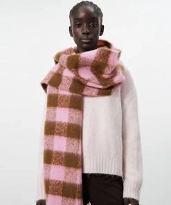 Trendy & Unique Street Style Two Tone Brushed Fringe Narrow Plaid Scarf - Pink What's New