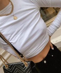 Trendy & Unique Stylish Backless Drawstring Tie Long Sleeve Crop T-Shirt - White