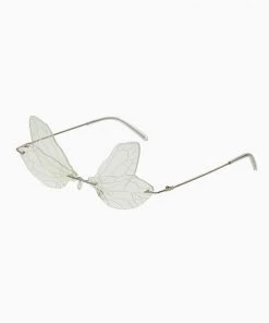 Trendy & Unique Iconic Look Colored Dragonfly Wings Rimless Sunglasses - Clear Accessories