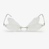 Trendy & Unique Iconic Look Colored Dragonfly Wings Rimless Sunglasses - Clear Accessories