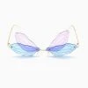 Trendy & Unique Iconic Look Colored Dragonfly Wings Rimless Sunglasses - Blue