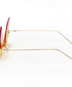 Trendy & Unique Accessories Iconic Look Colored Dragonfly Wings Rimless Sunglasses - Yellow