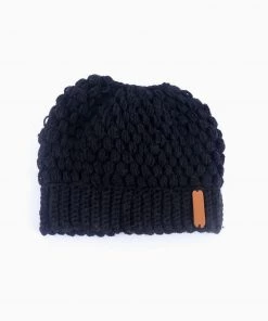 Trendy & Unique Stylish Seed Stitch Ponytail Beanie Winter Knit Hat