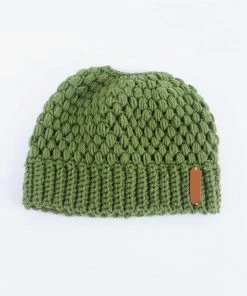 Trendy & Unique Stylish Seed Stitch Ponytail Beanie Winter Knit Hat