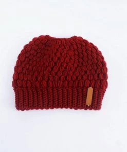Trendy & Unique Stylish Seed Stitch Ponytail Beanie Winter Knit Hat