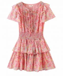 Trendy & Unique Sweet Style Frilled Tiered Ruffle Floral Printed Mini Dress - Pink What's New 8 Trendy & Unique Sweet Style Frilled Tiered Ruffle Floral Printed Mini Dress - Pink What's New