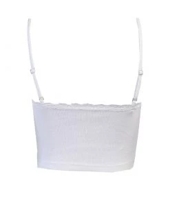 Trendy & Unique Sweet Style Lace Trim V Neck Rib Knit Crop Top - White 7 Trendy & Unique Sweet Style Lace Trim V Neck Rib Knit Crop Top - White