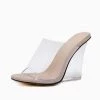 Trendy & Unique Chic Transparent Peep Toe Clear Block Heel Wedge Sandals - Apricot What's New 1 Trendy & Unique Chic Transparent Peep Toe Clear Block Heel Wedge Sandals - Apricot What's New