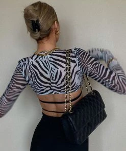 Trendy & Unique What's New Trendy Animal Print Long Sleeve Bralette Mesh Crop Top - Zebra 7 Trendy & Unique What's New Trendy Animal Print Long Sleeve Bralette Mesh Crop Top - Zebra