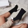 Trendy & Unique Trendy Bicolor Panel Pointed Toe High Heeled Ankle Boots - White What's New