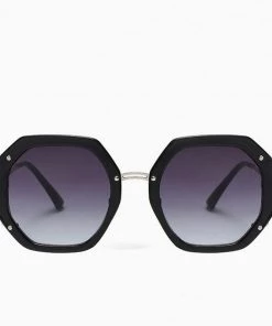 Trendy & Unique What's New Trendy Bold Frame Gradient Tinted Hexagon Sunglasses - Black