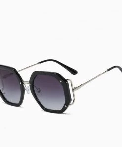 Trendy & Unique What's New Trendy Bold Frame Gradient Tinted Hexagon Sunglasses - Black
