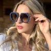 Trendy & Unique Trendy Bold Frame Gradient Tinted Hexagon Sunglasses - Blue What's New