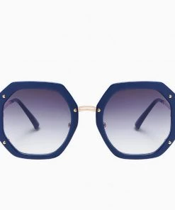 Trendy & Unique Trendy Bold Frame Gradient Tinted Hexagon Sunglasses - Blue What's New