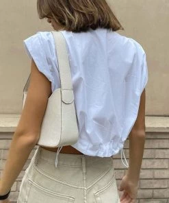 Trendy & Unique What's New Trendy Collared Short Sleeve Button Down Crop Blouse - White