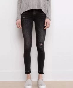 Trendy & Unique What's New Trendy Cut Out High Waist Faded Distressed Skinny Jeans - Black