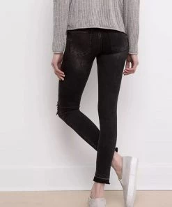 Trendy & Unique What's New Trendy Cut Out High Waist Faded Distressed Skinny Jeans - Black