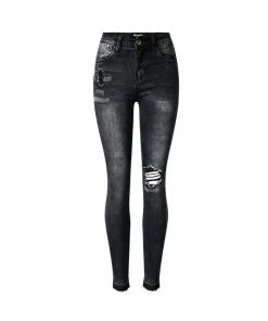 Trendy & Unique What's New Trendy Cut Out High Waist Faded Distressed Skinny Jeans - Black