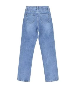 Trendy & Unique Trendy Cut Out High Waist Side Slit Wide Leg Jeans - Blue What's New