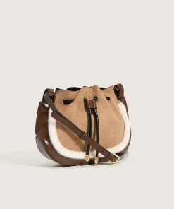 Trendy & Unique Trendy Fluffy Trim Ruffle Drawstring Suede Crossbody Bag - Coffee 8 Trendy & Unique Trendy Fluffy Trim Ruffle Drawstring Suede Crossbody Bag - Coffee