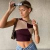 Trendy & Unique Trendy Geometric Print Crew Neck Rib Crop Tank Top - Fuchsia
