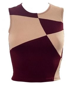 Trendy & Unique Trendy Geometric Print Crew Neck Rib Crop Tank Top - Fuchsia 8 Trendy & Unique Trendy Geometric Print Crew Neck Rib Crop Tank Top - Fuchsia