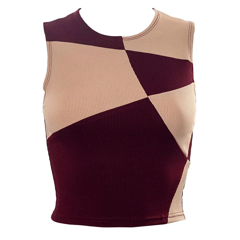 Trendy & Unique Trendy Geometric Print Crew Neck Rib Crop Tank Top - Fuchsia 5 Trendy & Unique Trendy Geometric Print Crew Neck Rib Crop Tank Top - Fuchsia