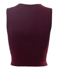 Trendy & Unique Trendy Geometric Print Crew Neck Rib Crop Tank Top - Fuchsia 9 Trendy & Unique Trendy Geometric Print Crew Neck Rib Crop Tank Top - Fuchsia