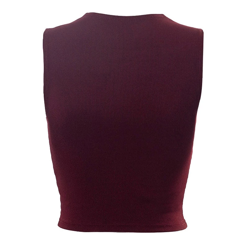 Trendy & Unique Trendy Geometric Print Crew Neck Rib Crop Tank Top - Fuchsia 6 Trendy & Unique Trendy Geometric Print Crew Neck Rib Crop Tank Top - Fuchsia