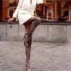 Trendy & Unique Trendy Peep Toe Cut Out Lace Up Thigh High Boots - Black