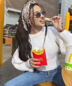 Trendy & Unique Trendy Round Neck Bishop Sleeve Crop Pullover Sweater - White What's New