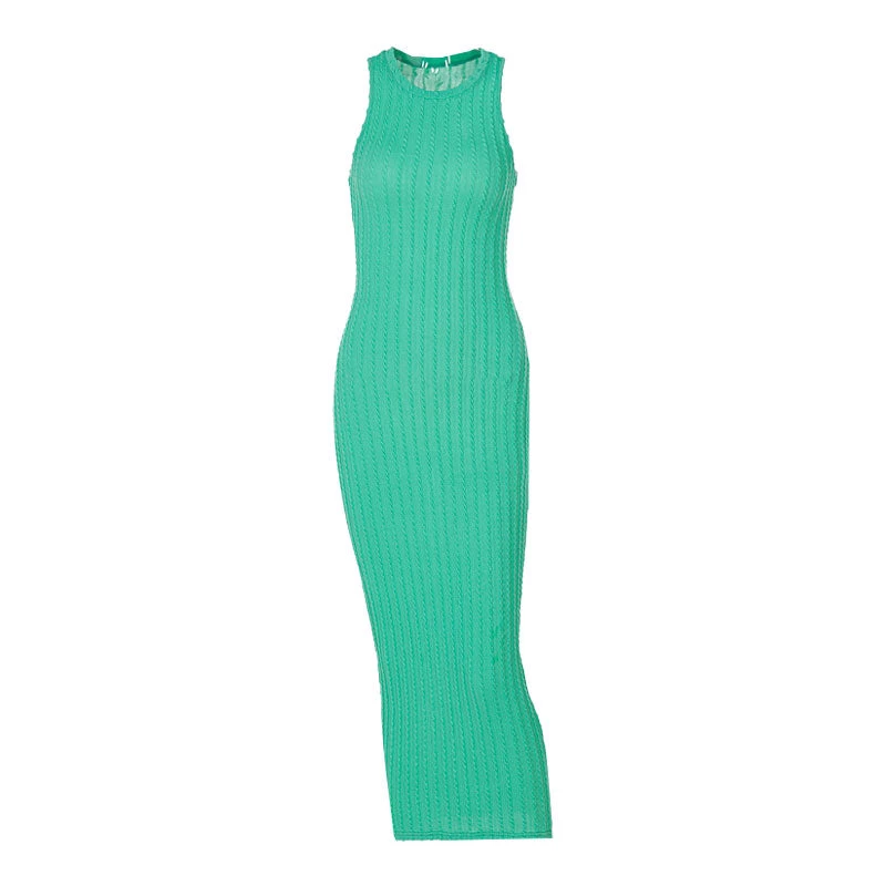 Trendy & Unique What's New Trendy Sleeveless Round Neck Cable Knit Midi Dress - Green 5 Trendy & Unique What's New Trendy Sleeveless Round Neck Cable Knit Midi Dress - Green