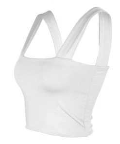 Trendy & Unique Trendy Square Neck Suspender Strap Crop Tank Top - White What's New
